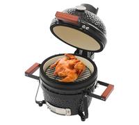 Barbecue de camping, 50 x 47 cm, barbecue au charbon de bois avec thermomètre et couvercle, barbecue au charbon de bois en céramique pour barbecues, pique-niques, barbecues