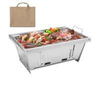 Barbecue de camping portable - Pliable polyvalent - Barbecue en acier inoxydable - Poignées pliables pour camping, pique-nique, jardin, fête de famille, voyage