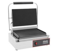 Barbecue de contact double face - Barbecue à panini commercial avec minuterie et régulateur de température - Appareil à sandwich - Revêtement en céramique - Bac récupérateur d'huile amovible - Pour