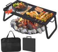 Barbecue de feu de camp, acier résistant, 24 x 16 pouces, résistant à la chaleur jusqu'à 500°F, design pliable, compatible avec les bols à feu