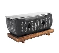Barbecue de Style Japonais, Poêle à Charbon Portable, Barbecue Ouvert, Poêle à Charbon Rectangulaire avec Treillis Métallique et Base pour Camping, Voyage, Pique-Nique, Jardin (XL)