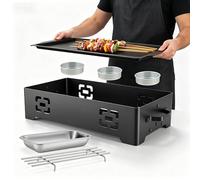 Barbecue de Table avec Ventilation Active, Barbecue au Charbon de Bois, Barbecue de Camping en Plein Air, Chauffe-Plats Grillades Viandes, Réchauffeur Viande Jardin Extérieur