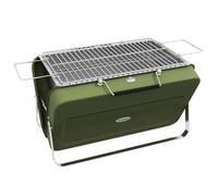 Barbecue de table charbon bois bac à charbon + grille & poignée - Pique-nique jardin - Acier inoxydable vert
