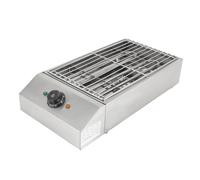 Barbecue de table électrique, 2,6 kW, avec bac d'égouttement d'huile, 50 à 300 °C, taille de la grille 25,5 x 42,5 cm, grille indépendante, amovible