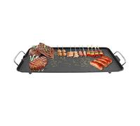 Barbecue de table électrique avec surface de cuisson antiadhésive, 1500 W, thermostat, bac récupérateur d'huile et poignées - 68 x 28 cm - Barbecue électrique pour l'intérieur et l'extérieur