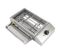 Barbecue de table électrique de 2,6 kW - Barbecue de 220 V avec grille de cuisson en acier inoxydable et bac d'évacuation de l'huile - 50-300 °C - Barbecue électrique en acier inoxydable - Pour