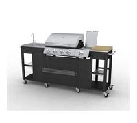 Cuisine d'extérieur avec barbecue - NOIR / ARGENT - 59 x 204 x 112