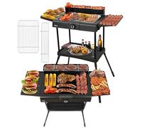 Barbecue électrique 2 en 1 - 2 400 W - Barbecue électrique pour balcon, extérieur et intérieur avec pied - Grandes surfaces de cuisson - Régulateur de température en continu
