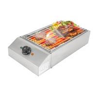 Barbecue électrique 220 V - 2,6 kW - 50-300 °C - Température réglable - Avec grille de cuisson amovible en acier inoxydable - Pour balcon, terrasse, intérieur, camping - 54 x 28 x 13,5 cm