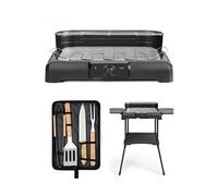 Barbecue Electrique - - 2200W - 2 en 1 - Noir et Rouge - Surface 39,5 x 24 cm