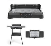 Barbecue Electrique 2200W sur Pieds ou de Table Noir et rouge Acier et chrome 2200W