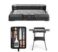 Barbecue Electrique 2200W sur Pieds ou de Table Noir et rouge Acier et chrome 2200W + Accessoires de cuisson