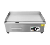Barbecue électrique commercial de 3000 W - Barbecue de plan de travail semi-plat - Barbecue de restaurant en acier inoxydable de 55 x 43 x 24 cm (entièrement plat + deux pelles et deux brosses) pour