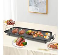Barbecue électrique de table 1500 W, Plancha électrique avec revêtement anti-adhésif, Plaque de cuisson Teppanyaki Température Réglable 0-250°,Surface de cuisson extra large
