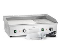 Klarstein Barbecue Electrique de Table, Plancha Electrique Exterieur, Grill Electrique Antiadhésive Amovible, Affichage LED et 2 Spatules, Acier Inoxydable pour Camping et Restaurant, 200W - Argent