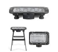 Barbecue électrique - LIVOO - 2200W - 2 en 1 sur table/pieds - Thermostat réglable & variateur lumineux - Grille 38x22 cm