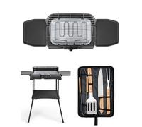 Barbecue Electrique 2200W sur Pieds ou de Table Noir Acier et chrome 2200W + Accessoires de cuisson