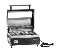 RÖSLE Videro E2-P Barbecue électrique portable avec 2 brûleurs, grille de maintien au chaud et couvercle avec insert en verre, acier revêtu par pulvérisation, noir/argenté