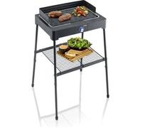 SEVERIN Barbecue électrique 2 200 W avec grille en fonte d'aluminium, Barbecue sur pieds avec pare-vent amovible, eBBQ avec bac à eau pour utilisation en intérieur et extérieur, Noir, PG 8568