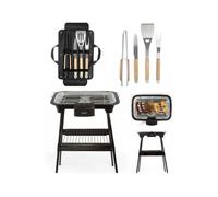 Barbecue Electrique sur Pieds ou de Table noir 2000W + Set de 4 accessoires DE CUISSON