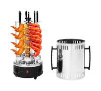 Barbecue électrique vertical 1000 W, 6 fourchettes, rôtissoire électrique avec 6 bacs d'égouttement, 20 x 37,5 cm, barbecue ménager pour la maison, le camping, l'extérieur