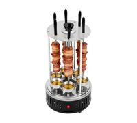 Barbecue électrique vertical - Pour rôtisserie - Avec 6 brochettes à brochettes et 6 bacs de récupération des graisses - Pour kebabs, shawarma, rôtisserie, 20 x 37,5 cm