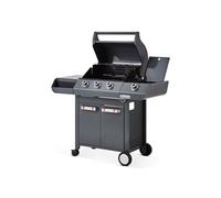 BRASERO - Barbecue Emma Gun Metal 3 Feux + 1 Side - FlexiGrill - Jusqu'à 10 convives - Surface de cuisson 57 x 41,5 cm - 2 Tablettes dont 1 brûleur latéral - Housse de protection