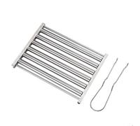 Barbecue en acier inoxydable pour hot-dog - 5 emplacements - Avec longue poignée en bois dur - Grille d'extérieur pour rouleau en acier (45,7 x 61 cm)