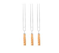 Barbecue enchaîné， Brochettes à kebab, 3/6 pièces, brochettes 4 dents, bâtonnet rôtir, support de fourchette en acier inoxydable, outils barbecue d'extérieur(6pcs)