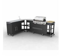 vidaXL Barbecue extérieur Missouri – 4 brûleurs, évier et planche de découpe en acier inoxydable