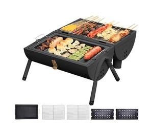 Barbecue fumeur de tonneau - Barbecue fumoir léger et ventilé pour porche, jardin, maison, balcon, camping, terrasse, pique-nique