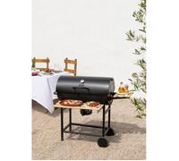 CREATE Barbecue fumoir BBQ SMOKEY au charbon sur roulettes Noir