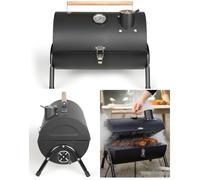 Barbecue Fumoir - Portatif - Acier peint - Surface de cuisson 33,5x22,5 cm - Poignée de transport - Charbon