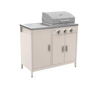 Barbecue gaz 3 brûleurs. beige. 3 portes et 2 espaces de rangement