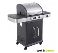 Barbecue gaz Américain 3 feux + réchaud latéral - FIDGI 3 COOK IN GARDEN
