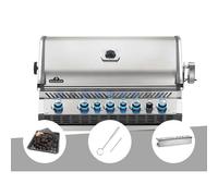 Barbecue gaz encastrable Prestige Pro 665 inox 5 brûleurs + Plateau charbon + Brosse brûleur + Boîtier de fumage - Napoléon
