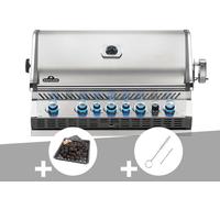 Barbecue gaz encastrable Prestige Pro 665 inox 5 brûleurs + Plateau charbon + Brosse brûleur - Napoléon
