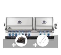 Barbecue gaz encastrable Prestige Pro 825 inox 4 brûleurs + Plateau charbon + Brosses brûleur - Napoléon