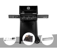 Barbecue gaz Freestyle 365 noir 3 brûleurs et 1 réchaud latéral + Rôtissoire + Plateau charbon + Boitier de fumage - Napoléon