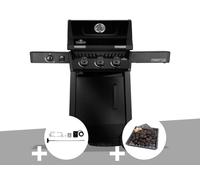 Barbecue gaz Freestyle 365 noir 3 brûleurs et 1 réchaud latéral + Rôtissoire + Plateau charbon - Napoléon