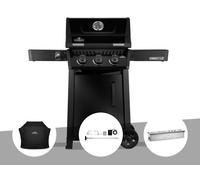 Barbecue gaz Freestyle 365 noir 3 brûleurs + Housse de protection + Rôtissoire + Boitier de fumage - Napoléon