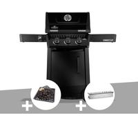 Barbecue gaz Freestyle 365 noir 3 brûleurs + Plateau charbon + Boitier de fumage - Napoléon