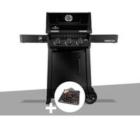 Barbecue gaz Freestyle 365 noir 3 brûleurs + Plateau charbon - Napoléon