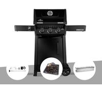 Barbecue gaz Freestyle 365 noir 3 brûleurs + Rôtissoire + Plateau charbon + Boitier de fumage - Napoléon