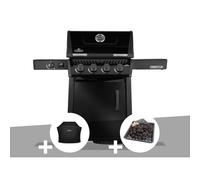 Barbecue gaz Freestyle 425 noir 4 brûleurs + 1 réchaud latéral + Housse de protection + Plateau charbon - Napoléon