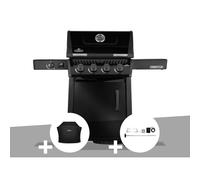 Barbecue gaz Freestyle 425 noir 4 brûleurs + 1 réchaud latéral + Housse de protection + Rôtissoire - Napoléon