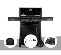 Barbecue gaz Freestyle 425 noir 4 brûleurs + 1 réchaud latéral + Housse de protection + Rôtissoire + Plateau charbon - Napoléon