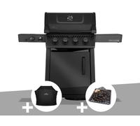 Barbecue gaz Freestyle 425 noir 4 brûleurs + 1 Sizzle Zone Série Phantom + Housse + Plateau charbon - Napoléon