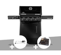 Barbecue gaz Freestyle 425 noir PRO 4 brûleurs + 1 sizzle zone + Rôtissoire + Plateau charbon - Napoléon