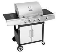 Royal Gourmet Barbecue Gaz à 4+1 Brûleurs en Acier Inoxydable, Gril à Gaz de Puissance 14,5kW avec Tablettes et Thermomètre, 2 Roues Directionnelles, 2 Portes, Adapté pour Jardin et Extérieure, Argent